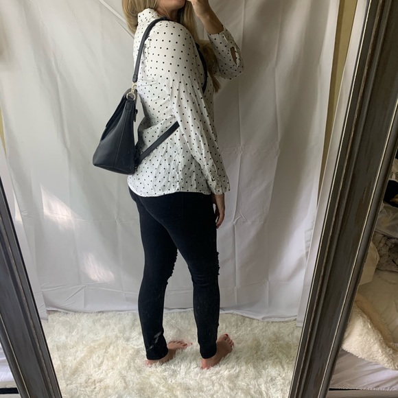 LC Lauren Conrad black/white polka dot button down - Picture 2 of 4